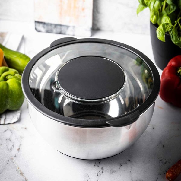 Banquet Kinghoff KH-1861 Ανοξείδωτο Μπολ Προετοιμασίας με Λειτουργία Τρίφτη και Κόφτη 3 σε 1