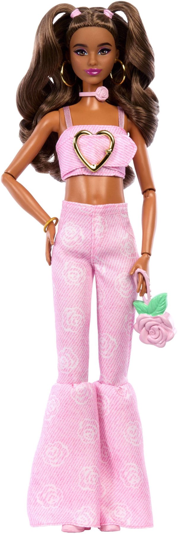 Barbie Deluxe Style Ροζ Τζιν Κούκλα Top και Καμπάνες Παντελόνι