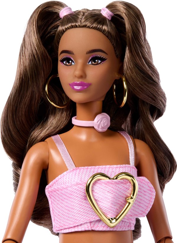 Barbie Deluxe Style Ροζ Τζιν Κούκλα Top και Καμπάνες Παντελόνι