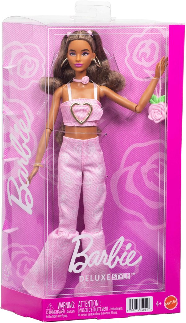 Barbie Deluxe Style Ροζ Τζιν Κούκλα Top και Καμπάνες Παντελόνι