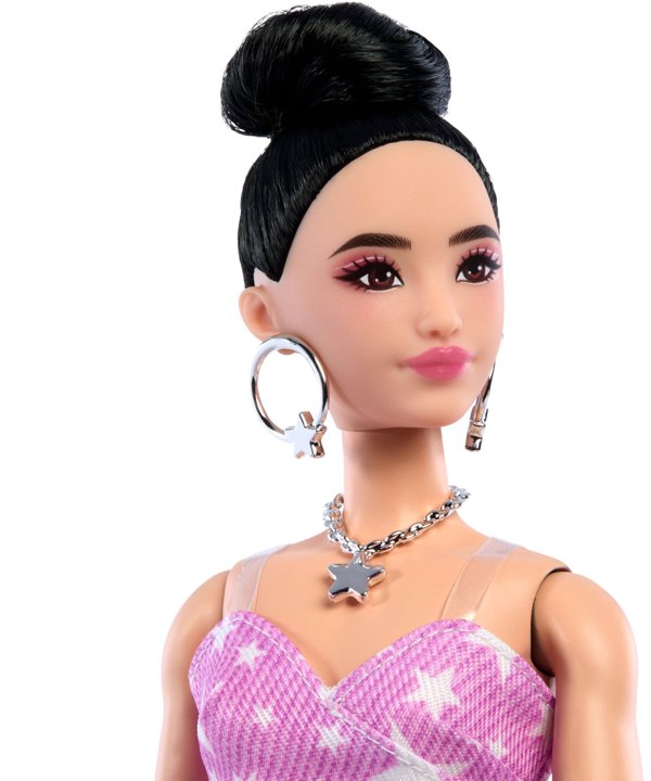 Barbie Deluxe Style rozowy denim Lalka Komplet w gwiazdki JJN71