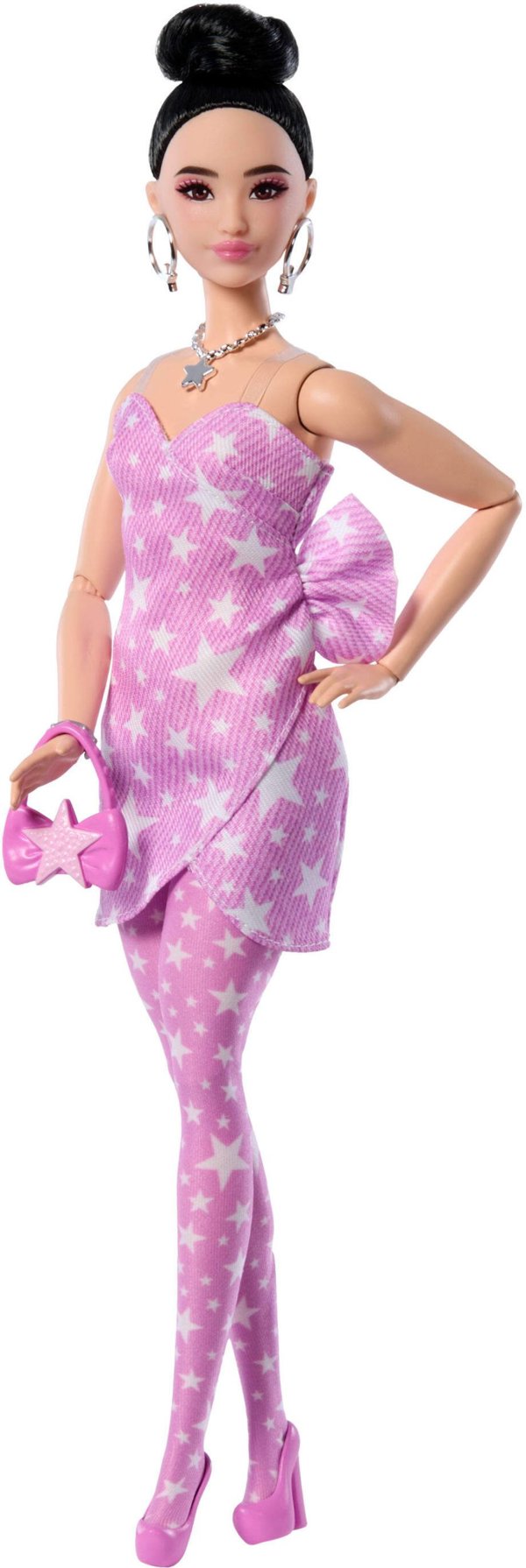 Barbie Deluxe Style rozowy denim Lalka Komplet w gwiazdki JJN71