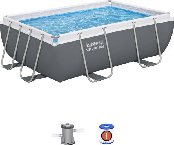 Power Steel Πισίνα Με Μεταλλικό Σκελετό 282x196x84 9x6FT BESTWAY 4σε1 με Αντλία Φίλτρου