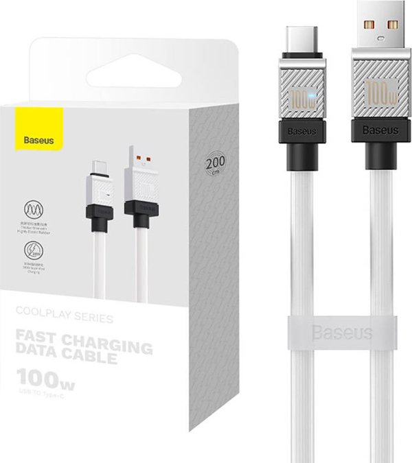 Baseus cable CoolPlay USB - USB-C 2m 100W white