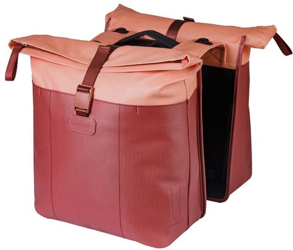 Basil Διπλή Τσάντα Ποδηλάτου Vive Double Pannier Bag, 28-35L, Με MIK System, Μπορντό/Ροζ