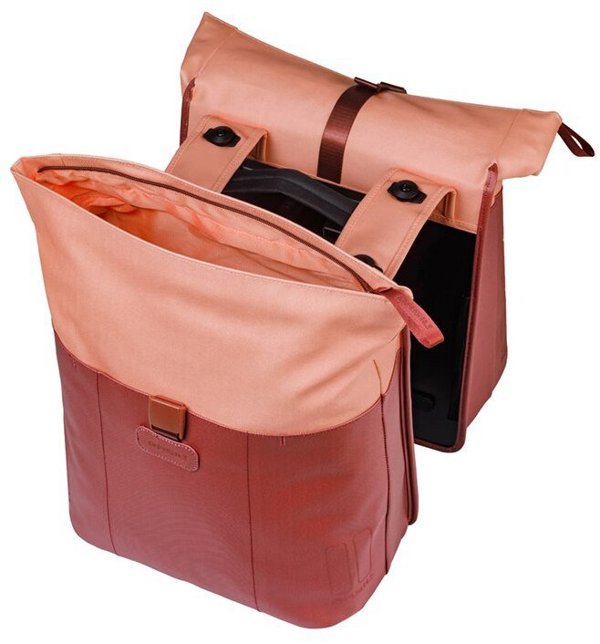 Basil Διπλή Τσάντα Ποδηλάτου Vive Double Pannier Bag, 28-35L, Με MIK System, Μπορντό/Ροζ