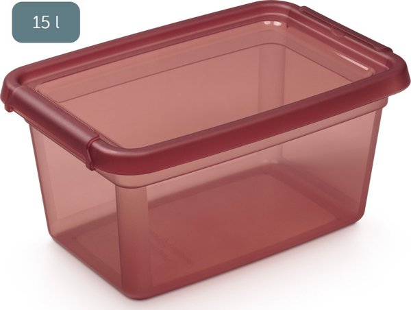 Lumarko Δοχείο Αποθήκευσης με Καπάκι και Κλιπ 12,5L, 28x38x16cm, Rhubarb