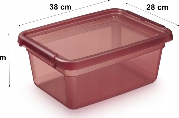 Lumarko Δοχείο Αποθήκευσης με Καπάκι και Κλιπ 12,5L, 28x38x16cm, Rhubarb