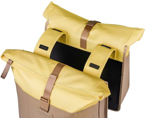Basil Vive Διπλή Τσάντα Ποδηλάτου 28-35L με Universal Bridge System – Sand/Yellow