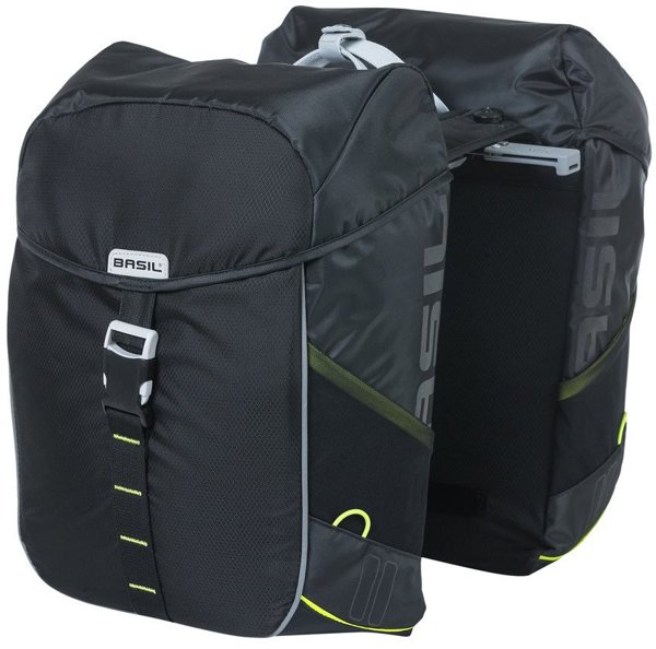 Basil Miles Διπλή Τσάντα Ποδηλάτου, MIK System, 34L, 100% Αδιάβροχη, Black Lime