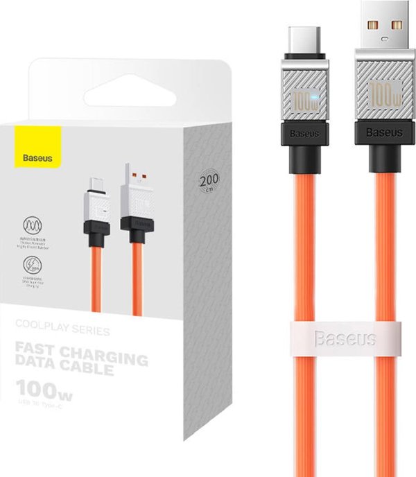 Baseus cable CoolPlay USB - USB-C 2m 100W orange