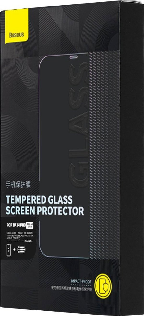 Tempered Glass Baseus Privacy 0.3mm με πλαίσιο εγκατάστασης για Apple iPhone 14 Pro