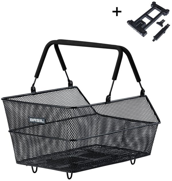 Basil καλάθι για πίσω σχάρα BASIL CENTO MIK, MIK System (ready to go), Adaptor Plate 2.0 (blokada), μαύρος ατσάλινος