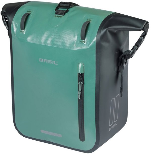 Basil Rivo M Single Pannier Bag, Τσάντα Σχάρας Ποδηλάτου 12-15L, MIK Hooks System, Silvergreen/Black