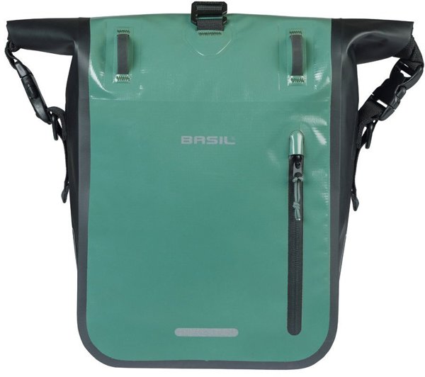 Basil Rivo M Single Pannier Bag, Τσάντα Σχάρας Ποδηλάτου 12-15L, MIK Hooks System, Silvergreen/Black