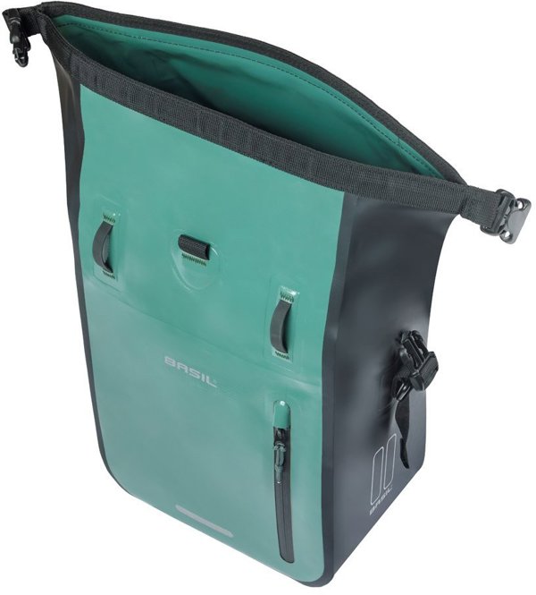 Basil Rivo M Single Pannier Bag, Τσάντα Σχάρας Ποδηλάτου 12-15L, MIK Hooks System, Silvergreen/Black