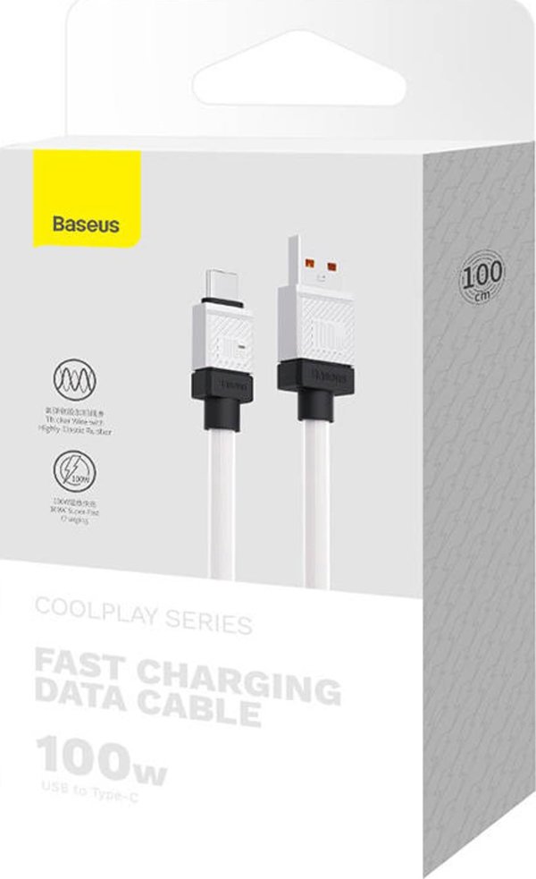 Baseus cable CoolPlay USB - USB-C 1m 100W white 6932172626815