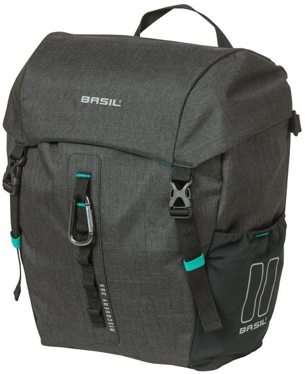 Basil Discovery 365D Single Pannier Bag, Τσάντα Ποδηλάτου, 9L, Σύστημα MIK Hooks, Μαύρο Melange