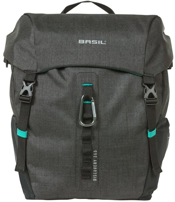 Basil Discovery 365D Single Pannier Bag, Τσάντα Ποδηλάτου, 9L, Σύστημα MIK Hooks, Μαύρο Melange