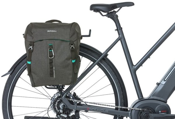 Basil Discovery 365D Single Pannier Bag, Τσάντα Ποδηλάτου, 9L, Σύστημα MIK Hooks, Μαύρο Melange
