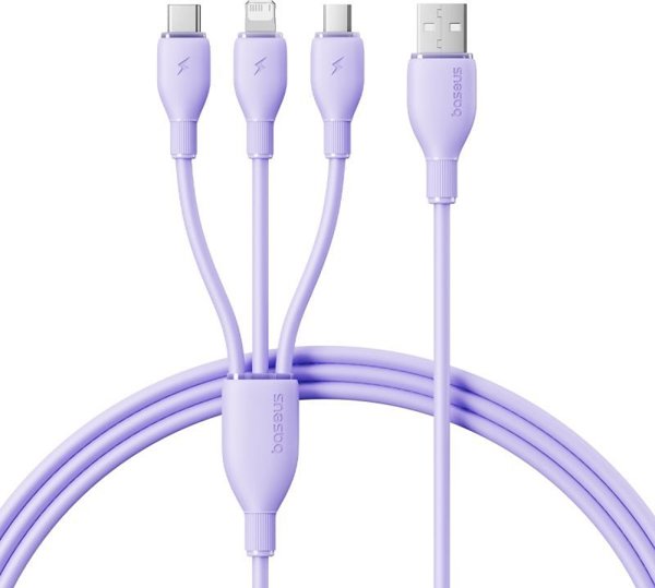 Καλώδιο Γρήγορης Φόρτισης Baseus Ultra-Fast One-for-Three USB-A σε M+L+C 3.5A 1.3m Nebula Purple 6932172679606