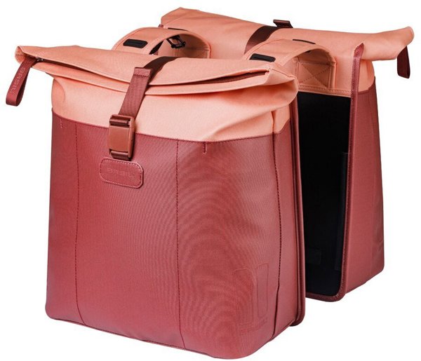 Basil Vive Διπλό Τσαντάκι Ποδηλάτου, 28-35L, Universal Bridge System, Burgundy/Pink