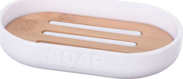 Bathroom Solutions Ξύλινη Βάση Σαπουνιού Μπαμπού Λευκή