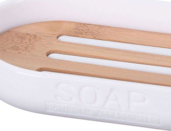 Bathroom Solutions Ξύλινη Βάση Σαπουνιού Μπαμπού Λευκή
