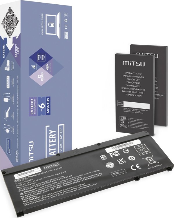 Mitsu Μπαταρία Laptop SR03XL για HP Gaming 15, 17 και Omen 15-DC