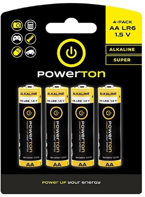 Powerton Αλκαλικές Μπαταρίες AA 1.5V, 4 Τεμάχια, Blister