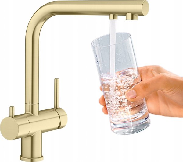 Blanco Fontas II Μπαταρία Κουζίνας Satin Gold 3-σε-1 με Φίλτρο Νερού