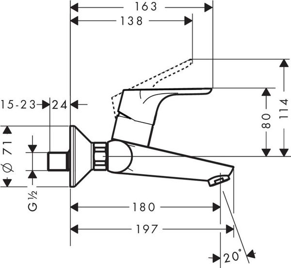 Hansgrohe Focus bateria νεροχύτη τοίχου χρώμιο (31923000)