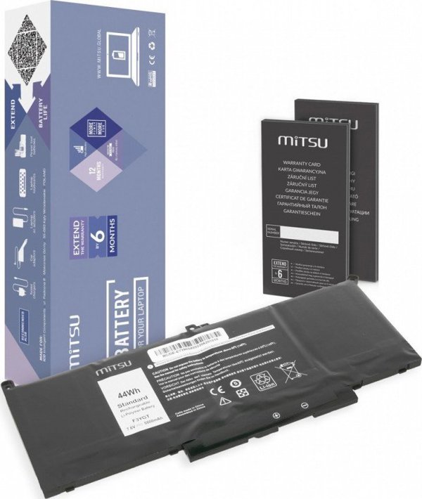 Mitsu Μπαταρία Laptop για Dell Latitude 7390, 7490, 5800mAh (44Wh), 7.6V - 7.4V
