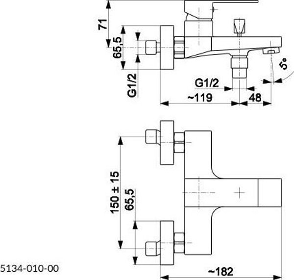 Μπαταρία Μπανιέρας KFA Logon 5134-010-81 Επιτοίχια, Μαύρη