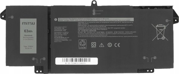Μπαταρία Mitsu 7FMXV για Dell Latitude 5320, 7320, 7420, 7520 - 15.2V