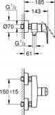Bateria prysznicowa Grohe Grohe jednouchwytowa bateria prysznicowa Eurosmart czarny mat 335552433