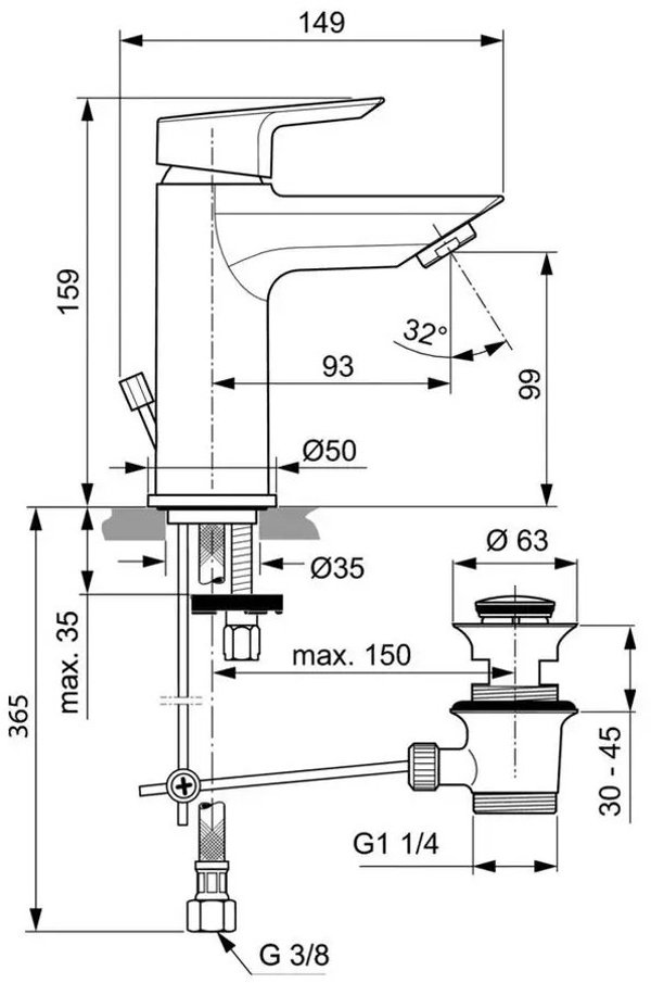 Bateria umywalkowa Ideal Standard Bateria Ideal Standard A6557AA - A6557AA