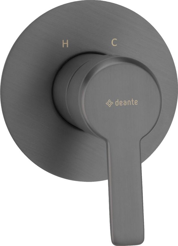 Deante Arnika Titanium Μπαταρία Ντους Εντοιχισμένη, Χωρίς Διακόπτη, Γκρι Μεταλλικό