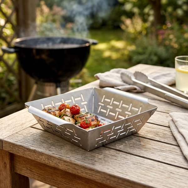 BBQ Koszyk do grillowania stalowy perforowany 22x18,5x6 cm (5900670122451)