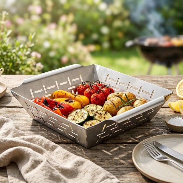 BBQ Koszyk do grillowania stalowy perforowany 22x18,5x6 cm (5900670122451)