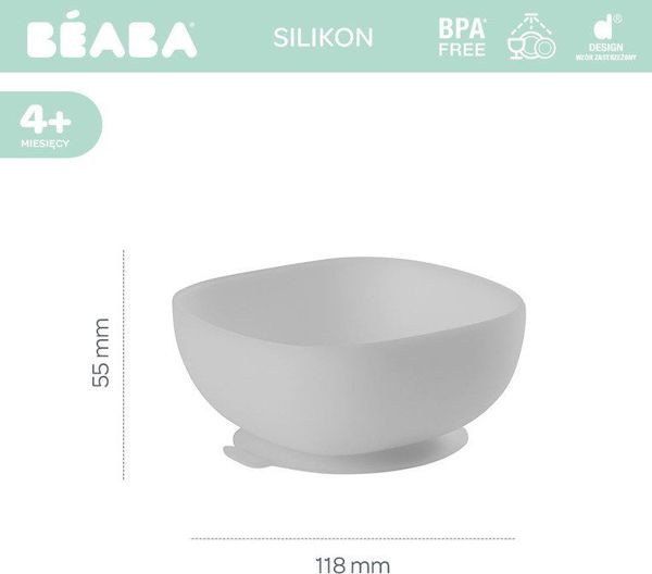 Beaba Beaba Σιλικονούχο Μπολ με Βεντούζα Γκρι
