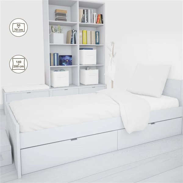 BED COV SET Striped White SATEEN 140x200