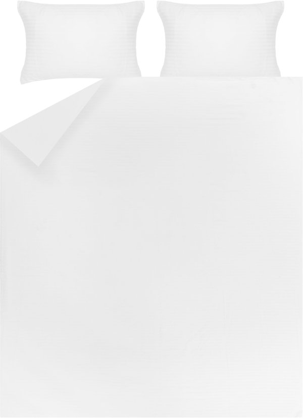 BED COV SET STRIPED SATEEN WHITE 160X200