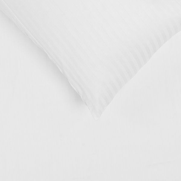 BED COV SET STRIPED SATEEN WHITE 160X200