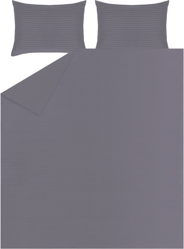 BED COV SET Striped Grey SATEEN 160x200