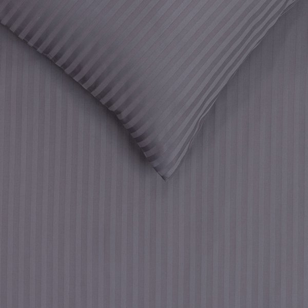 BED COV SET Striped Grey SATEEN 160x200