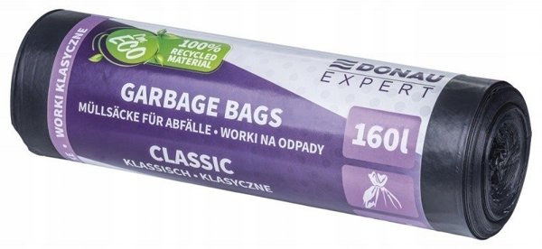 Bee Smart Σάκοι Απορριμμάτων Donau Expert, LDPE, 160lt, 10 Τεμάχια, Μαύροι