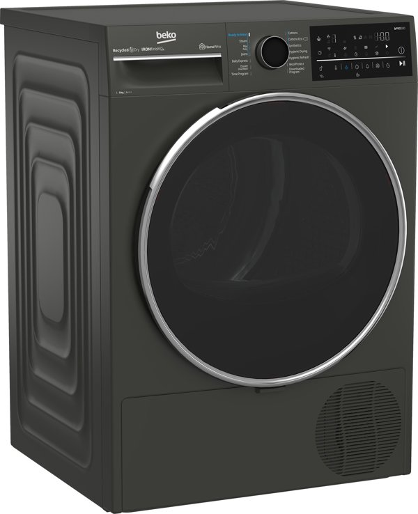 BEKO Dryer Machine | B5T89243M | Energy efficiency class C | Front loading | 9 kg | Heat pump | Digital | Depth 67 cm | Steam function | Black