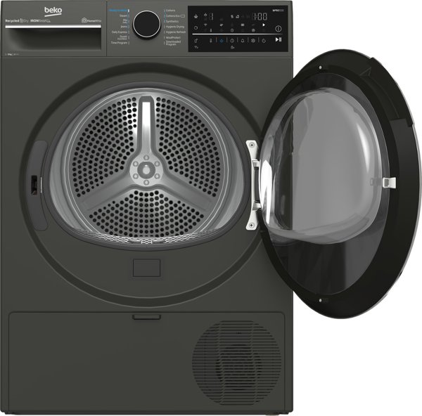 BEKO Dryer Machine | B5T89243M | Energy efficiency class C | Front loading | 9 kg | Heat pump | Digital | Depth 67 cm | Steam function | Black