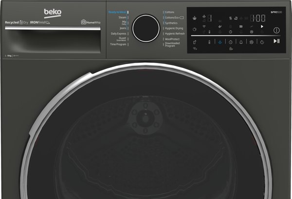 BEKO Dryer Machine | B5T89243M | Energy efficiency class C | Front loading | 9 kg | Heat pump | Digital | Depth 67 cm | Steam function | Black